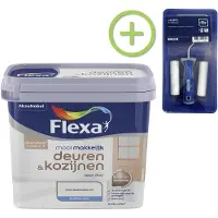 Flexa Voordeelpakket Mooi Makkelijk - Deuren En Kozijnen - Mooi Gebroken Wit - 750 ML + Lakroller - 4 Delig