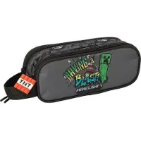 Safta Dubbele Minecraft Graffiti Etui, Grijs, Uni, Grijs, One Size