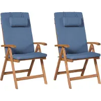 Beliani JAVA PREMIUM - Tuinstoel set van 2 - Blauw - Acaciahout