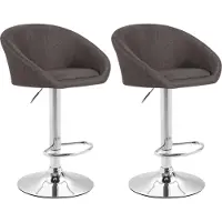CLP Set van 2 barkrukken Miami V2, bekleed met stof, draaibaar en met hoogteverstelling | Kleur: donkergrijs, frame: chroom