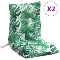 vidaXL Stoelkussens 2 st lage rug bladpatroon oxford stof