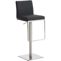 CLP barkruk Panama, bekleed met stof, draaibaar, traploos in hoogte verstelbaar, draagvermogen tot 240 kg | Kleur: donkergrijs, frame: roestvrij staal