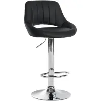 CLP barkruk Milet, bekleed met kunstleer, in hoogte verstelbaar, draaibaar, met rugleuning | Kleur: zwart, frame: chroom