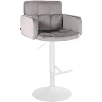 CLP Barkruk Los Angeles - fluweel, wit frame - grijs
