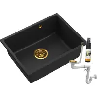 Granitan Granitische Spoelbak Manado60 met Gouden Sifon - Compleet Set