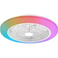 Philips LED plafondventilator Amigo, wit, 48 cm, CCT, RGB dimbaar, wit / opaal, Woon-/ Eetkamer, Kunststof, Modern