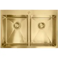 REA - Stalen Spoelbak Joel Brush Gold zonder keukenkraan - 83 x 55 x 22,5 cm