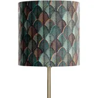 QAZQA Vloerlamp messing met velours lampenkap blad dessin met gouden binnenkant - Simplo