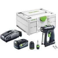Festool C 18-Basic accuboormachine 18 V 45 Nm borstelloos + 1x accu 5,0 Ah + snellader + Systainer