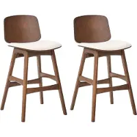 Beliani CHARLESTON - Set van 2 barstoelen - Bruin/Lichtbeige - Rubberhout