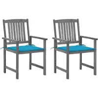 vidaXL Tuinstoelen 2 st met kussens massief acaciahout grijs