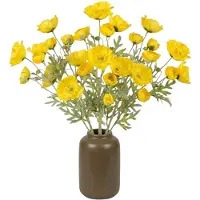Mica Decorations Kunstbloem Klaproos Poppy - 10x - H62 cm - geel - kunststof - stelen kunstbloemen - boeket - geeln bloemetjes
