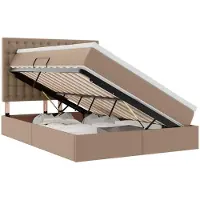 vidaXL Opbergbed met LED met opslag Cappuccino 140 x 200 cm Kunstleer