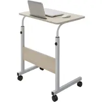 FLOKOO Verstelbare Laptoptafel op Wielen – In Hoogte Verstelbaar (71-98 cm) – 60 cm Breed – Compact Bureau – Verrijdbaar Laptoptafeltje voor Thuis & Kantoor – Wit