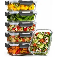 Five Stars Glazen Vershoudbakjes - 6 Stuks - Meal Prep Bakjes - Luchtdichte Diepvriesbakjes - Met Deksel - 1040 ml