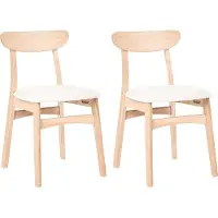 Beliani DOYLE - Set van 2 eetkamerstoelen - Lichtbruin/Lichtbeige - Rubberhout