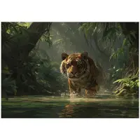 WALLARENA - Behang 300x210 cm - Fotobehang - Vliesbehang - Tijger motif - Voor de slaapkamer van de salon - Op Flizelinie