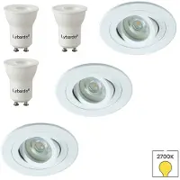 Lybardo - Inbouwspots extra klein 3-pack - Kantelbaar + LED Spot 3W - Warmwit Licht