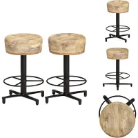 vidaXL Barkruk - Barkrukken - Kruk - Krukken - Barkrukken 2 st 52 cm massief mangohout