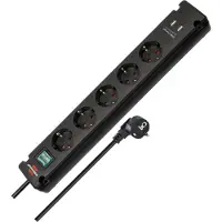Brennenstuhl Bremounta 5-weg + USB zwart *EN* 3m H05VV-F3G1.5