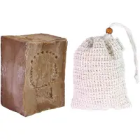 Tumelo Originele Aleppo-zeep 200 g 80% olijfolie 20% laurierolie + sisal zeepzakje, handgemaakte olijfoliezeep natuurlijke zeep - Test