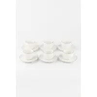 Vtwonen - Kop en Schotels - Wit/Blauw Lijn - Set van 6 - 250ml