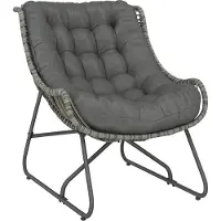 Outsunny Rattan loungestoel-Staal, PE-rattan-75L x 101B x 90H cm-Donkergrijs