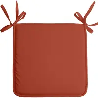 Stof Textile Home stoelkussens - terracotta - 38 x 38 x 3 cm - voor binnen - touwtjes sluiting - zitkussens plat - vierkant