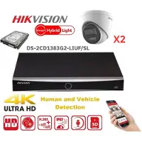Hikvision IP Camera Kit 2x Camera PRO Serie 8MP NVR 4xChannel POE- Harde Schijf 2Tb Naar Max 4x Camera