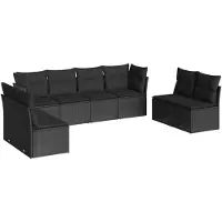 vidaXL 8-delige Loungeset met kussens poly rattan zwart