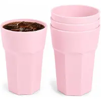 PlasticForte onbreekbaar drinkglas - 6x - kunststof - roze - 520 ml - drinkglazen - lichtgewicht - 9 x 13 cm - stapelbaar