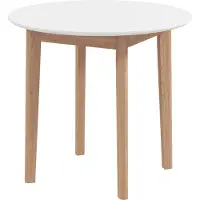 Northio Eettafel, runderhouten keukentafel voor 2 personen, eettafel in landelijke stijl, geschikt voor de woonkamer, massief hout, Ø75 x 76 cm, wit