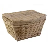 Design Handgemaakt Orgineel stevige Fietsmand Silfra met deksel 47x42x29 in Naturel Rotan met leren riempjes