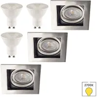 Lybardo - Inbouwspots extra klein 3-pack - Kantelbaar + LED Spot 3W - Warmwit Licht