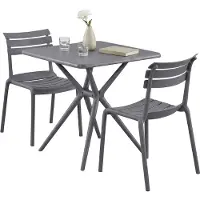 CLP Vela tuinmeubelset - 2 stapelstoelen - vierkante eettafel 72x72cm - weerbestendige balkonset - voor terras en tuin - donkergrijs