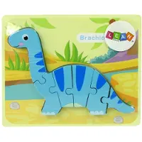 Leantoys Houten Puzzel Dinosaurus Brachiosaurus - 5mm Dik Houten Puzzelstukken - Educatief Speelgoed 3+ - Dino Puzzle - Houten Blokjes Puzzel - Brachiosaurus