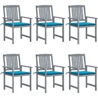 vidaXL Tuinstoelen 6 st met kussens massief acaciahout grijs