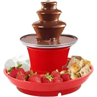 Dd Chocoladefontein - Chocoladefondue met 3 Levels - Chocolade Fontein 275 Watt - Rood - 44cm x 26cm x 25cm
