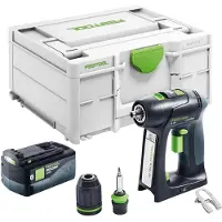 Festool C 18-Basic accuschroefboormachine 18 V 45 Nm borstelloos + 1x accu 5.0 Ah + systainer - zonder oplader