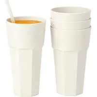 PlasticForte onbreekbaar drinkglas - 12x - kunststof - ivoor wit - 600 ml - drinkglazen - lichtgewicht - 9 x 16 cm - stapelbaar