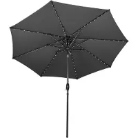 Monster LED kantelbare stokparasol - 2.7 m - grijs - verlichting op zonne-energie