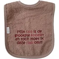 Funnies Pinkstone slab met "Mijn opa is de grootste knoeier en toch moet ik deze slab om!!!" - lief, kraamcadeautje, cadeau, babyshower, opa en oma dag, roze