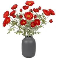 Mica Decorations Kunstbloem Klaproos Poppy - 8x - H62 cm - rood - kunststof - stelen kunstbloemen - boeket - roodn bloemetjes