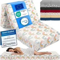 ELONEO Opvouwbaar Matras - 3-Delig Vouwmatras, Extra Dik 15 cm Schuim, Wasbaar en Draagbaar Logeermatras voor Volwassenen, Eenpersoonsbed (Regenboog, 90 x 200 x 15 cm)