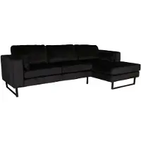 Lizzely Garden & Living Hoekbank Tavero zwart velvet bank 280cm rechts loungebank hoeksalon