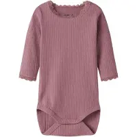 Name it Romper l/s - Rib - NbfHallie - Mesa Rose - - 50 - Rompers Lange Mouw