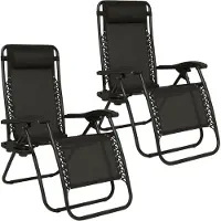 Brixy Opvouwbare Tuinstoelen set van 2 - Ligstoelen - Opvouwbaar - Verstelbaar - Ergonomisch Hoofdkussen - Metaal - Textileen - Zwart