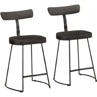 vidaXL Barkruk, 2 stuks, zwart, 49x43x79 cm, mango massiefhout
