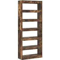 vidaXL Boekenkast 6-laags 80 x 30 x 198 cm Bewerkt hout Rook Eiken