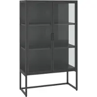 vidaXL Hoge kast 80x35x135 cm staal en gehard glas antracietkleurig